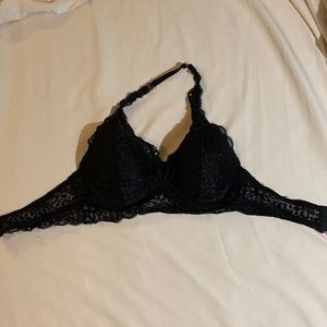 Black lace halter bralette with adjustable top